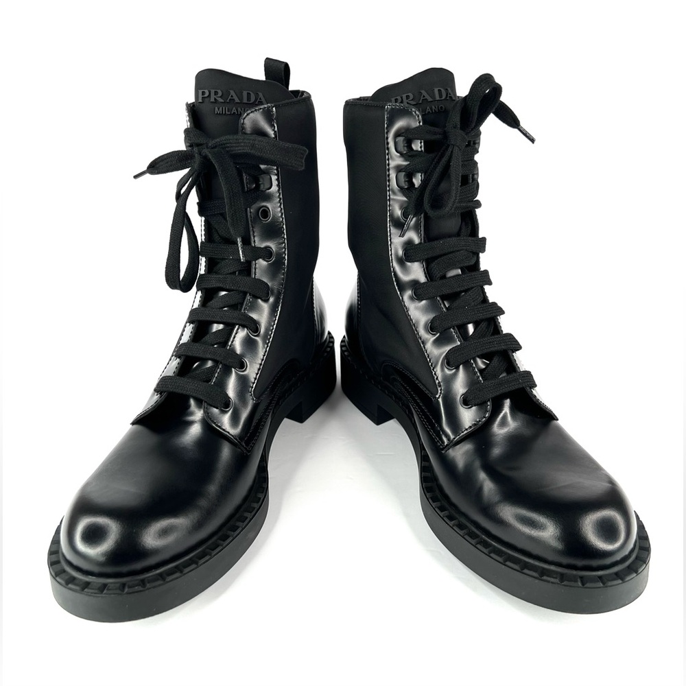 Prada Men's Eco Nylon & Leather Triangle Logo Combat Boots UK 10 - US 11 - EU 44 - Picture 11 of 14